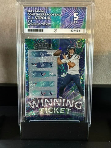 2023 Panini Contenders Football – C.J. Stroud Winning Ticket #19 – Graded 5 (EX)