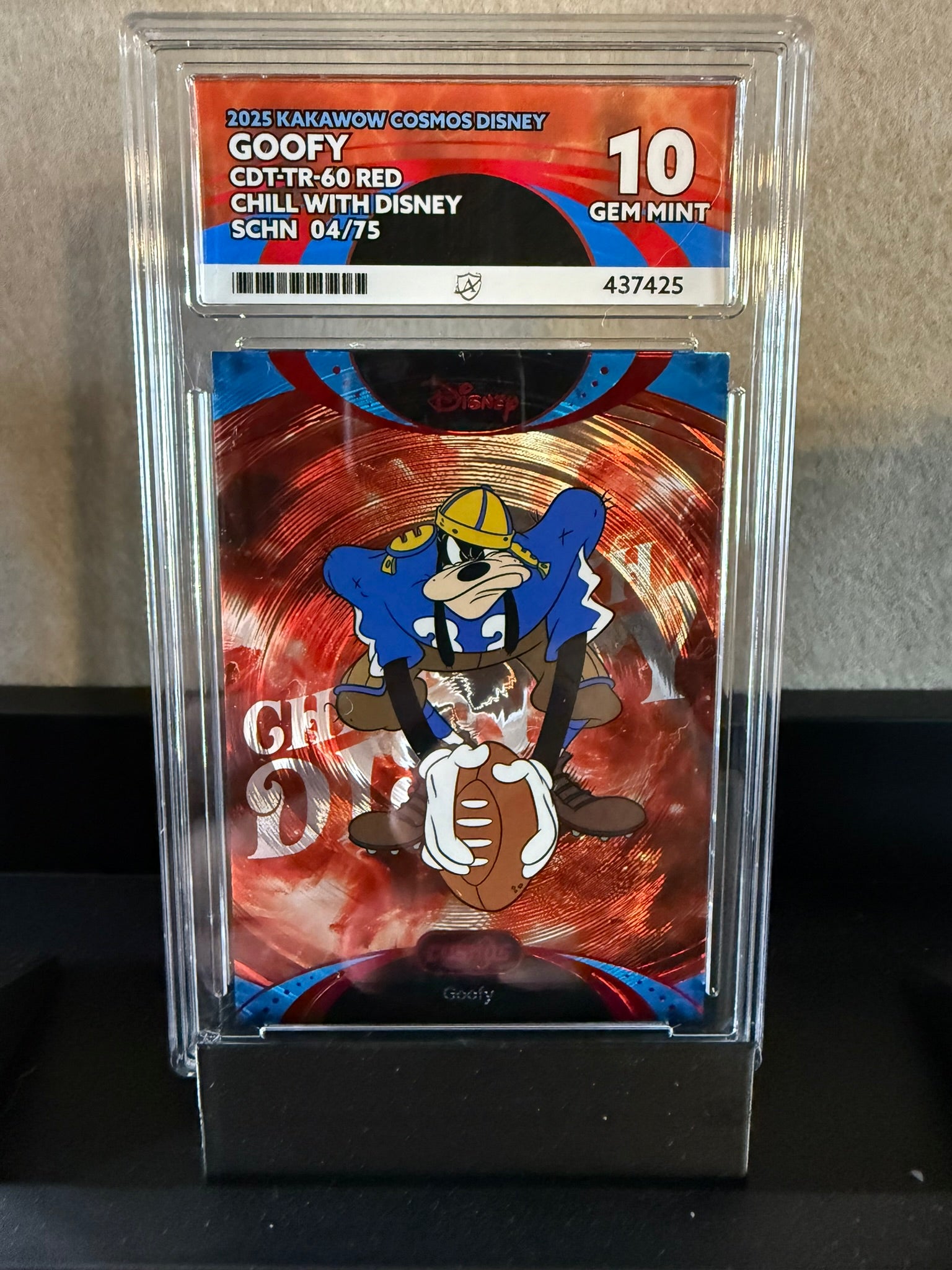 2025 Kakawow Disney Cosmos Goofy RED #04/75 – Chill With Disney – Gem Mint 10