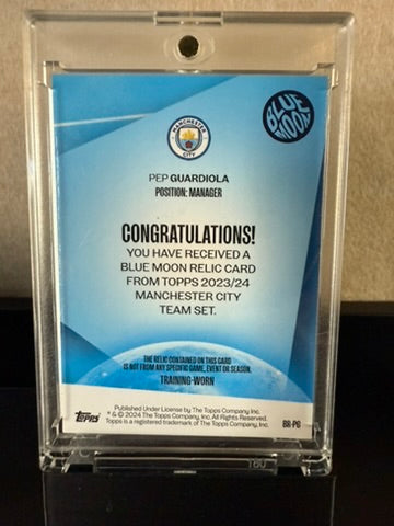 Pep Guardiola Blue Moon Relic – Topps Manchester City /99 – Manager Match-Worn Memorabilia