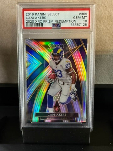 2019 Panini Select – Cam Akers XRC Rookie Prizm Redemption #309 – PSA 10 Gem Mint