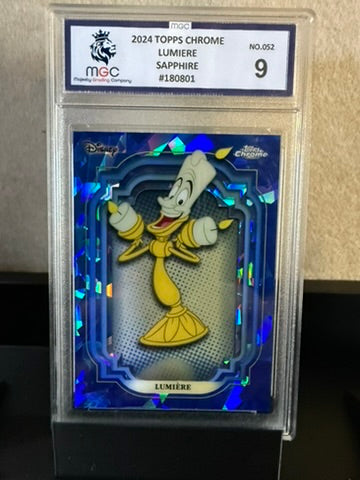 2024 Topps Chrome Disney – Lumiere Sapphire – MGC 9 Mint
