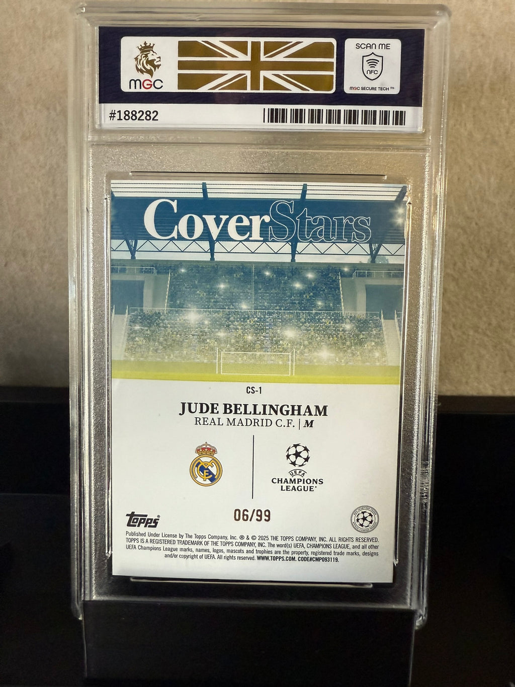 2025 Topps UCC Flagship Jude Bellingham Cover Stars Green /99 – MGC 10 Gem Mint – Real Madrid