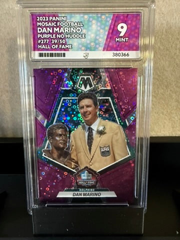 2023 Panini Mosaic Dan Marino – Purple No Huddle HOF 39/50 – Graded 9 Mint