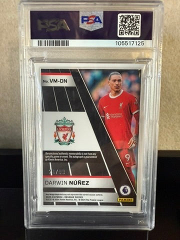 2023 Panini Obsidian Darwin Núñez Volcanic Patch Auto Orange – PSA 8 – Liverpool FC