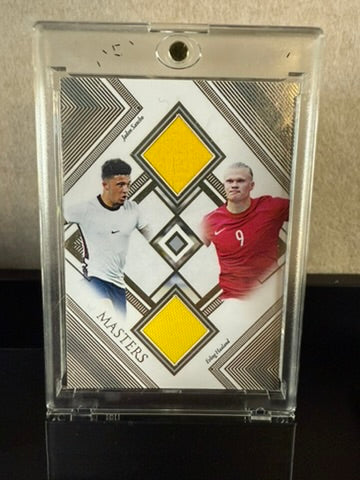 Jordan Sancho & Erling Haaland – “Masters” Dual Match-Worn Relic Card – England & Norway