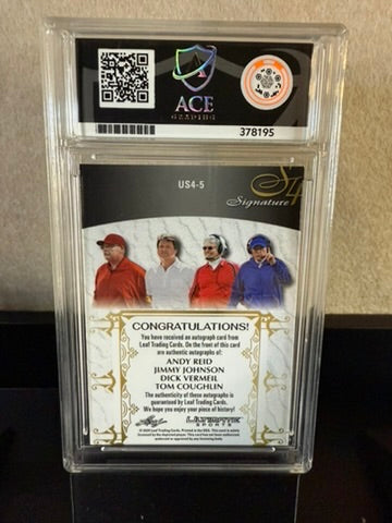 2024 Leaf Ultimate Sports Ultimate Signatures 4 Set – Reid, Johnson, Vermeil, Coughlin – Gem Mint 10