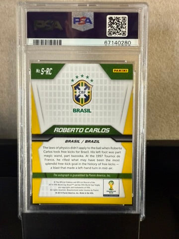 2014 Panini Prizm World Cup Roberto Carlos Auto – Brazil Legend – PSA 9 Mint