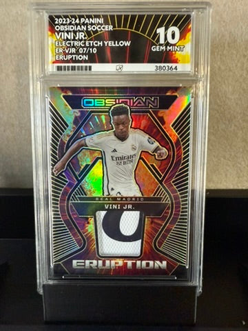 2023-24 Panini Obsidian Vini Jr. Electric Etch Yellow Patch /10 – MGC 10 GEM MINT