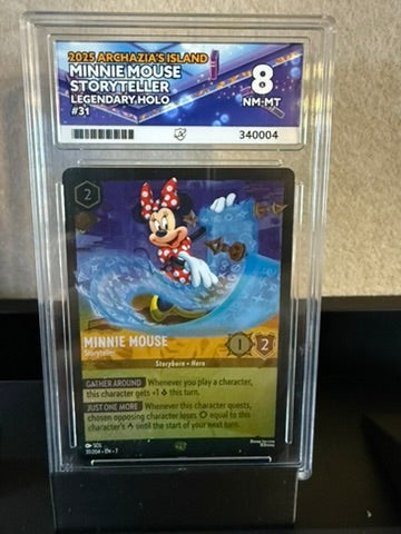 2025 Archazia's Island Minnie Mouse – Storyteller Legendary Holo #31 – Graded 8 (NM-MT)