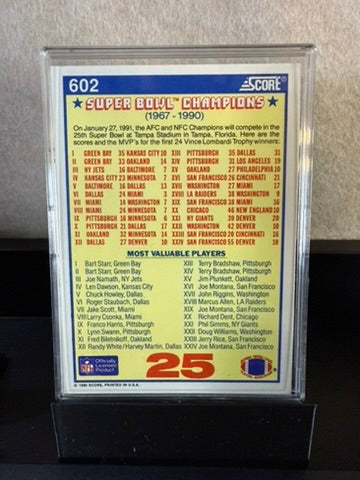 1990 Score Super Bowl XXV – Commemorative Insert – January 27, 1991
