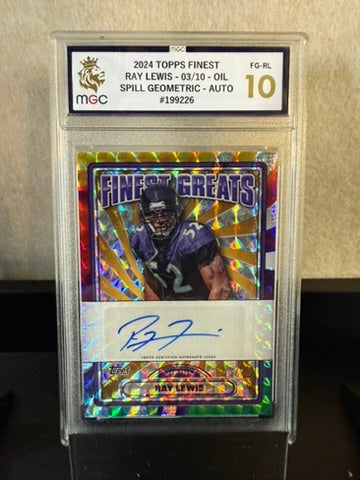 2024 Topps Finest Ray Lewis Auto – Oil Spill Geometric 03/10 – MGC 10 Graded