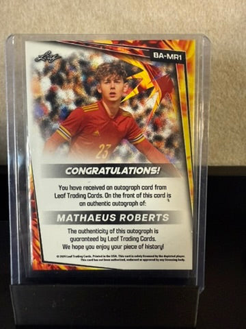 Mathaeus Roberts – Leaf Soccer Autograph – Wales National Team – Rookie Auto