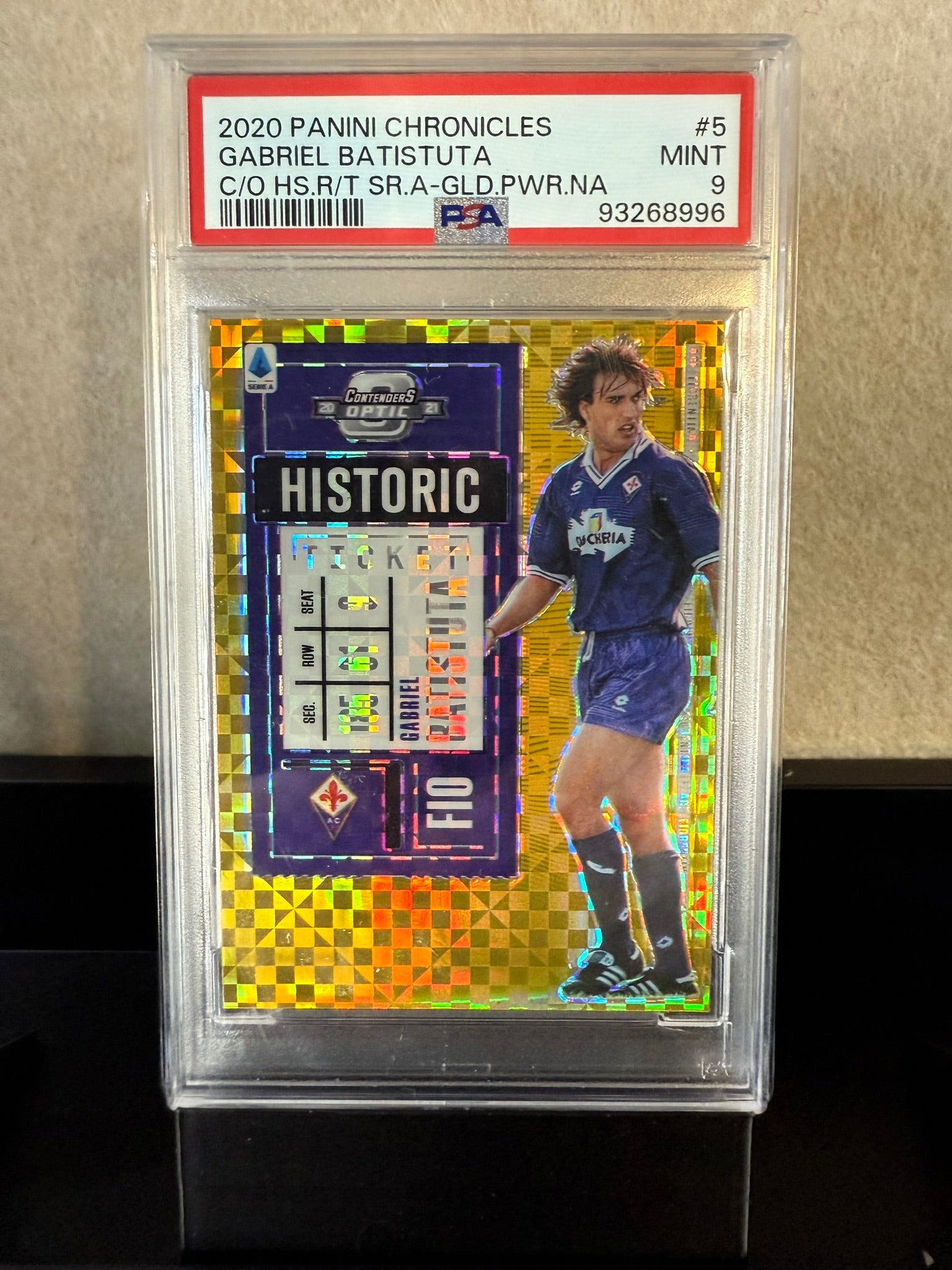2020 Panini Chronicles Historic Gabriel Batistuta Gold Power / Fiorentina – PSA 9 Mint