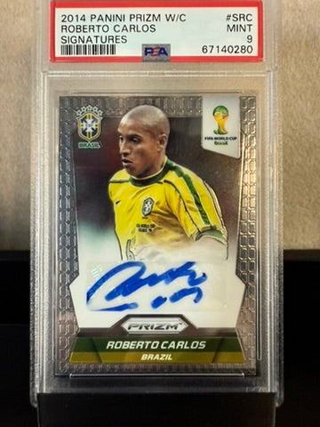 2014 Panini Prizm World Cup Roberto Carlos Auto – Brazil Legend – PSA 9 Mint