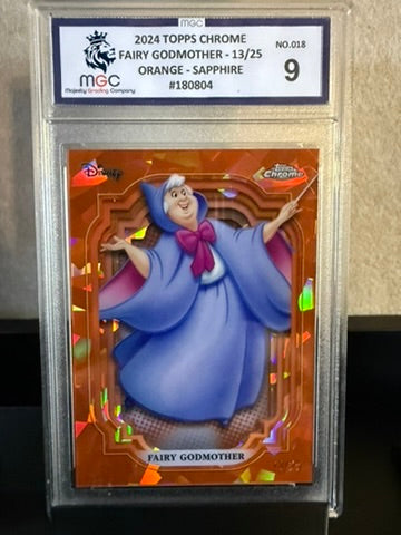 2024 Topps Chrome Disney – Fairy Godmother – Orange Sapphire /25 – MGC 9 Mint