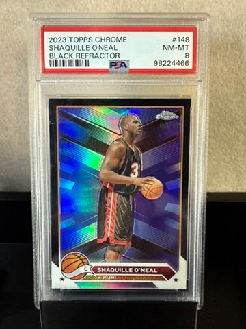 2023 Topps Chrome Shaquille O’Neal #148 – Black Refractor – PSA 8