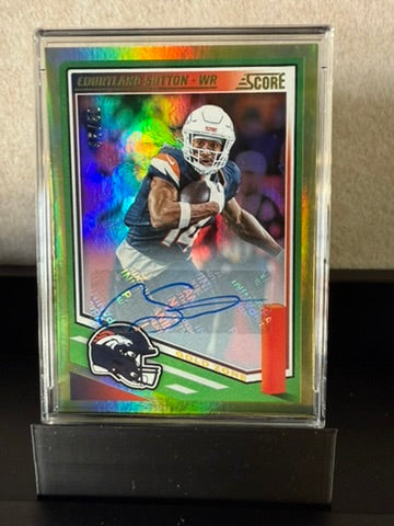 Courtland Sutton Auto – 2021 Panini Score Green Prizm Refractor – Broncos WR