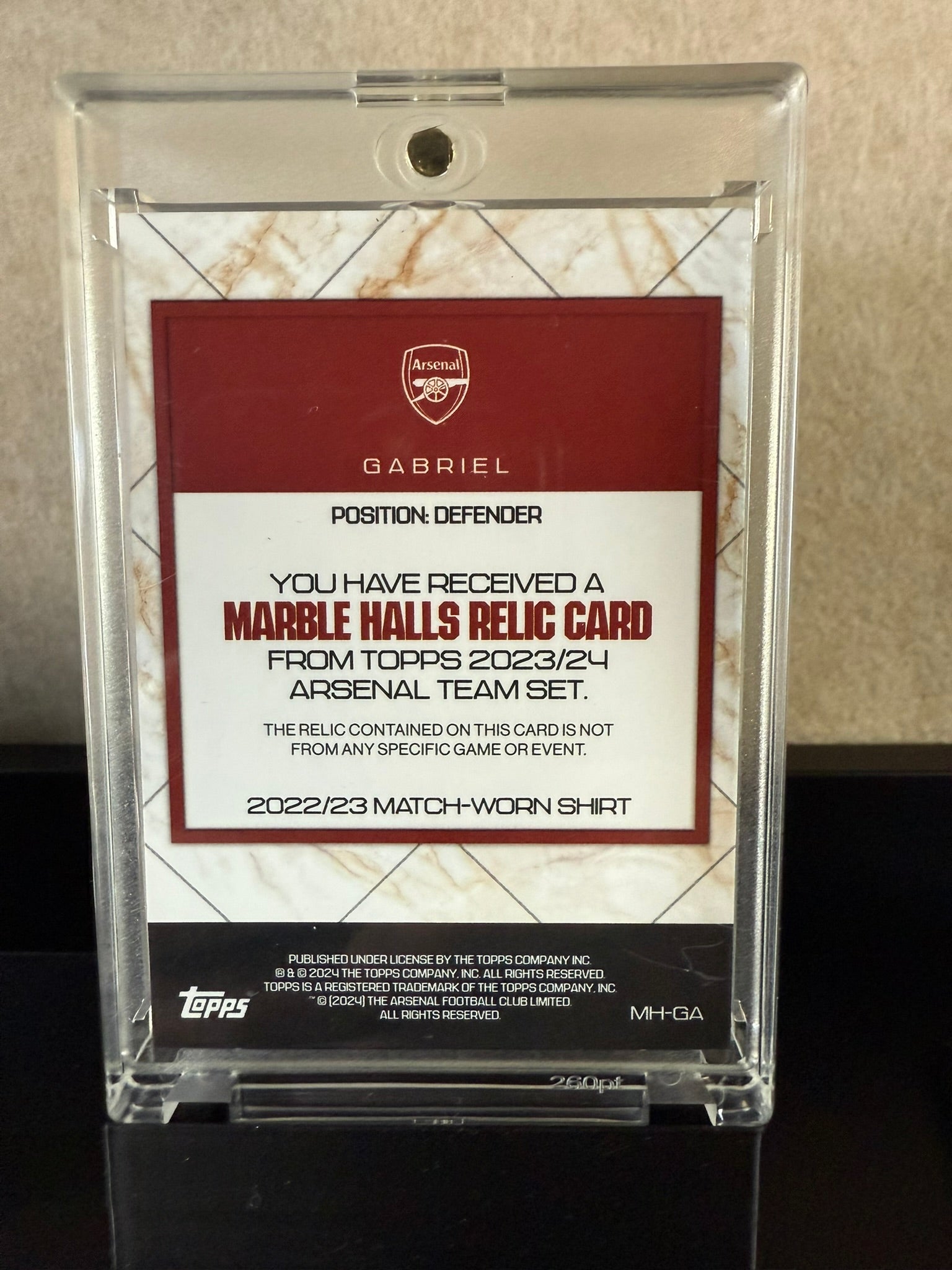 Gabriel Magalhães Arsenal Match-Worn Relic – Topps Chrome Refractor – Game-Used Jersey