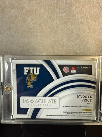2022 Panini Immaculate D’Vonte Price Rookie Auto – 44/99