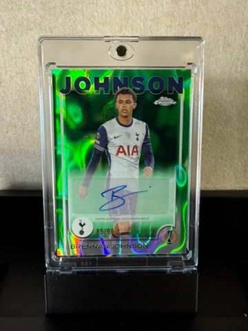 2023-24 Topps Chrome Brennan Johnson Auto – Green Lava Refractor /99 (Tottenham Hotspur)