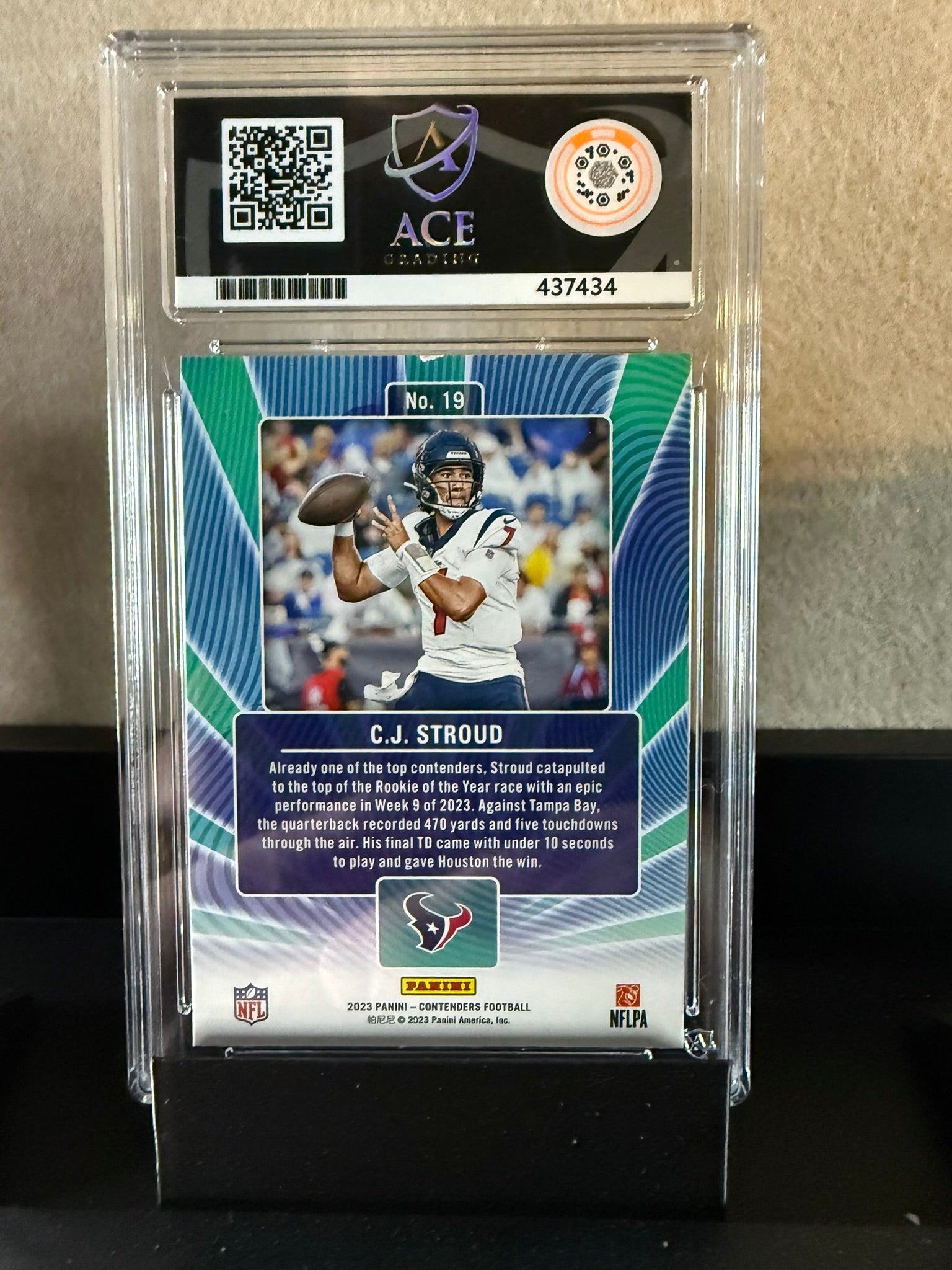 2023 Panini Contenders Football – C.J. Stroud Winning Ticket #19 – Graded 5 (EX)