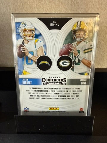 2020 Panini Contenders Round Numbers Justin Herbert & Jordan Love Rookie Card