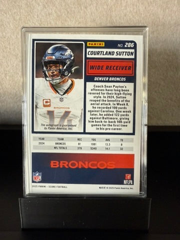 Courtland Sutton Auto – 2021 Panini Score Green Prizm Refractor – Broncos WR