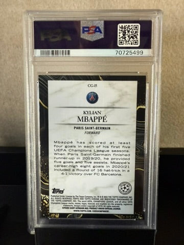 2021-22 Topps Chrome UCL Kylian Mbappé “Chasing Glory” Refractor – PSA 10 GEM MINT