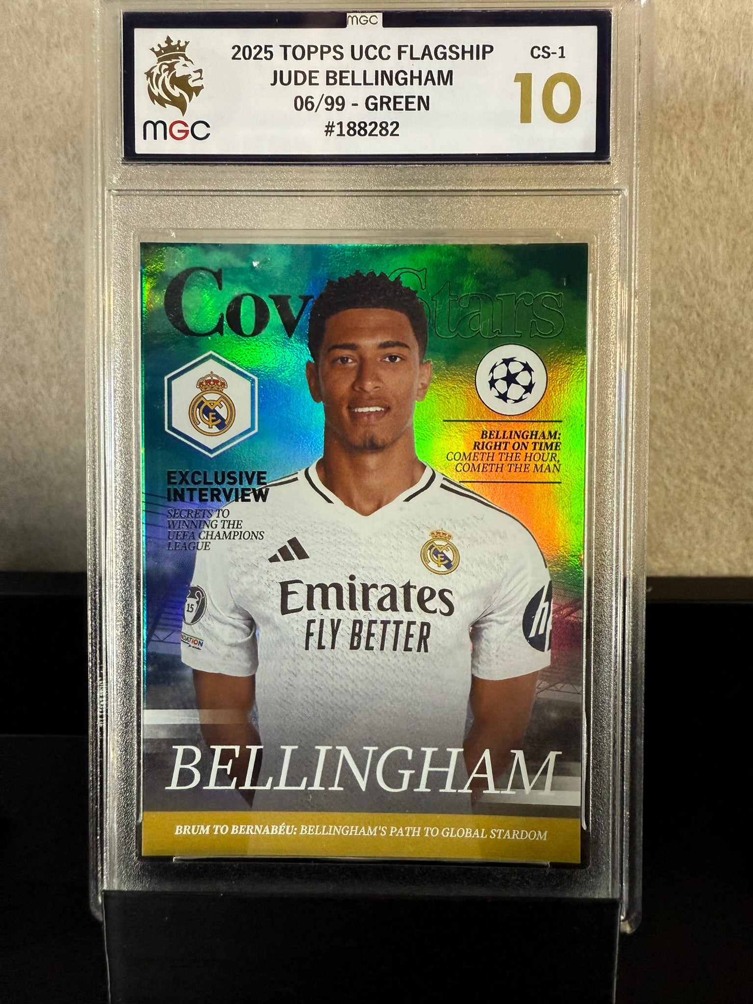 2025 Topps UCC Flagship Jude Bellingham Cover Stars Green /99 – MGC 10 Gem Mint – Real Madrid