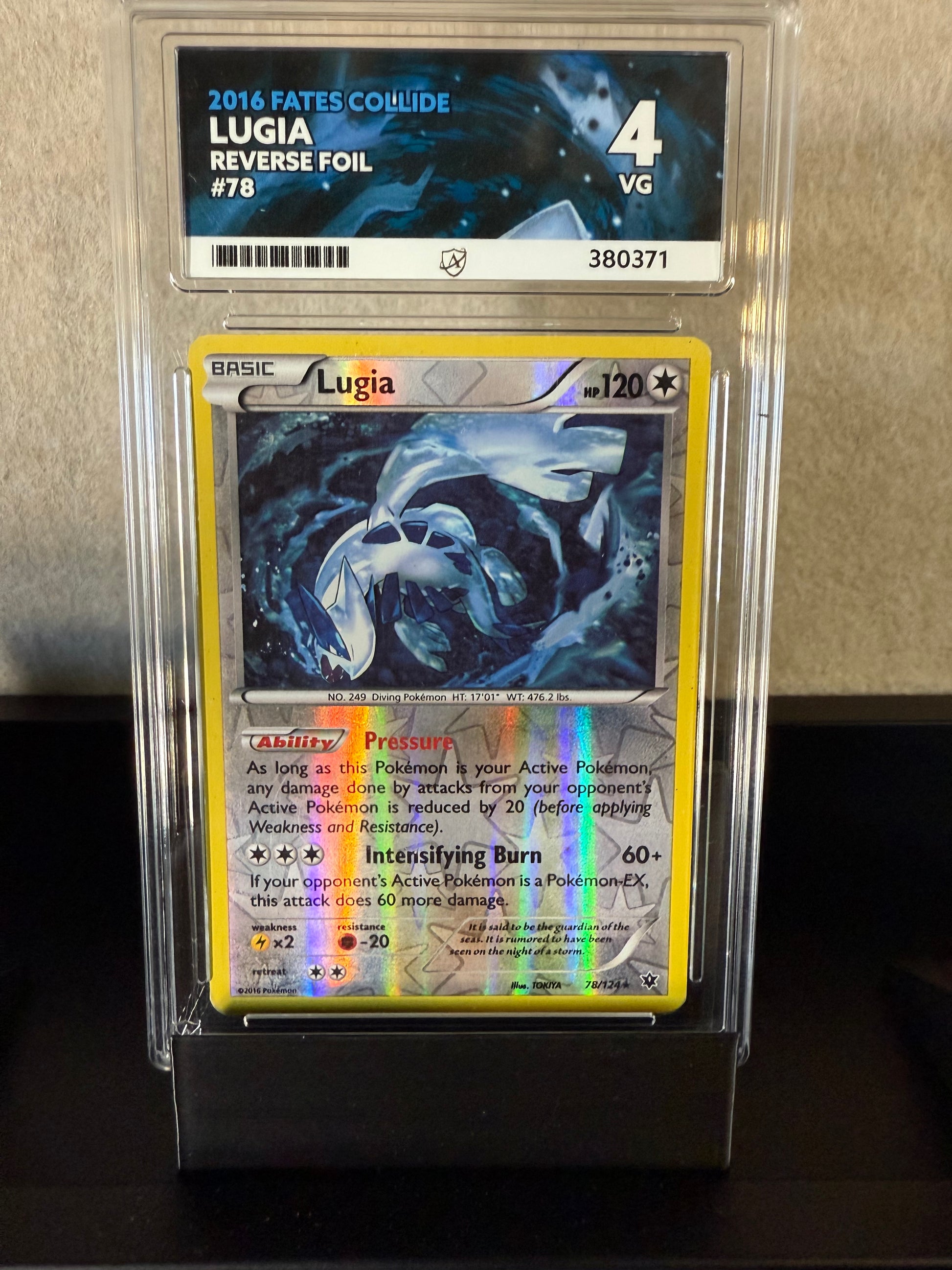 2016 Pokémon Lugia – Fates Collide Reverse Foil – Grade 4 VG – #78