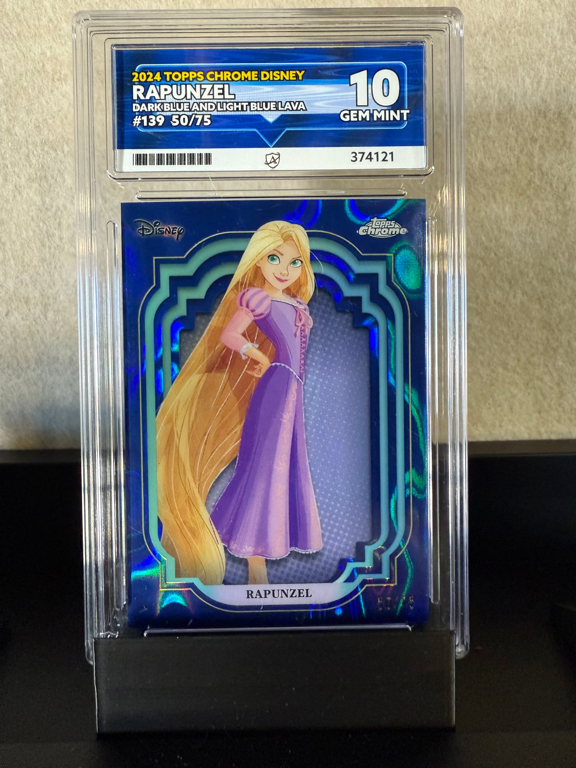 2024 Topps Chrome Disney Rapunzel Dark Blue & Light Blue Lava #139 – GEM MINT 10 (50/75)