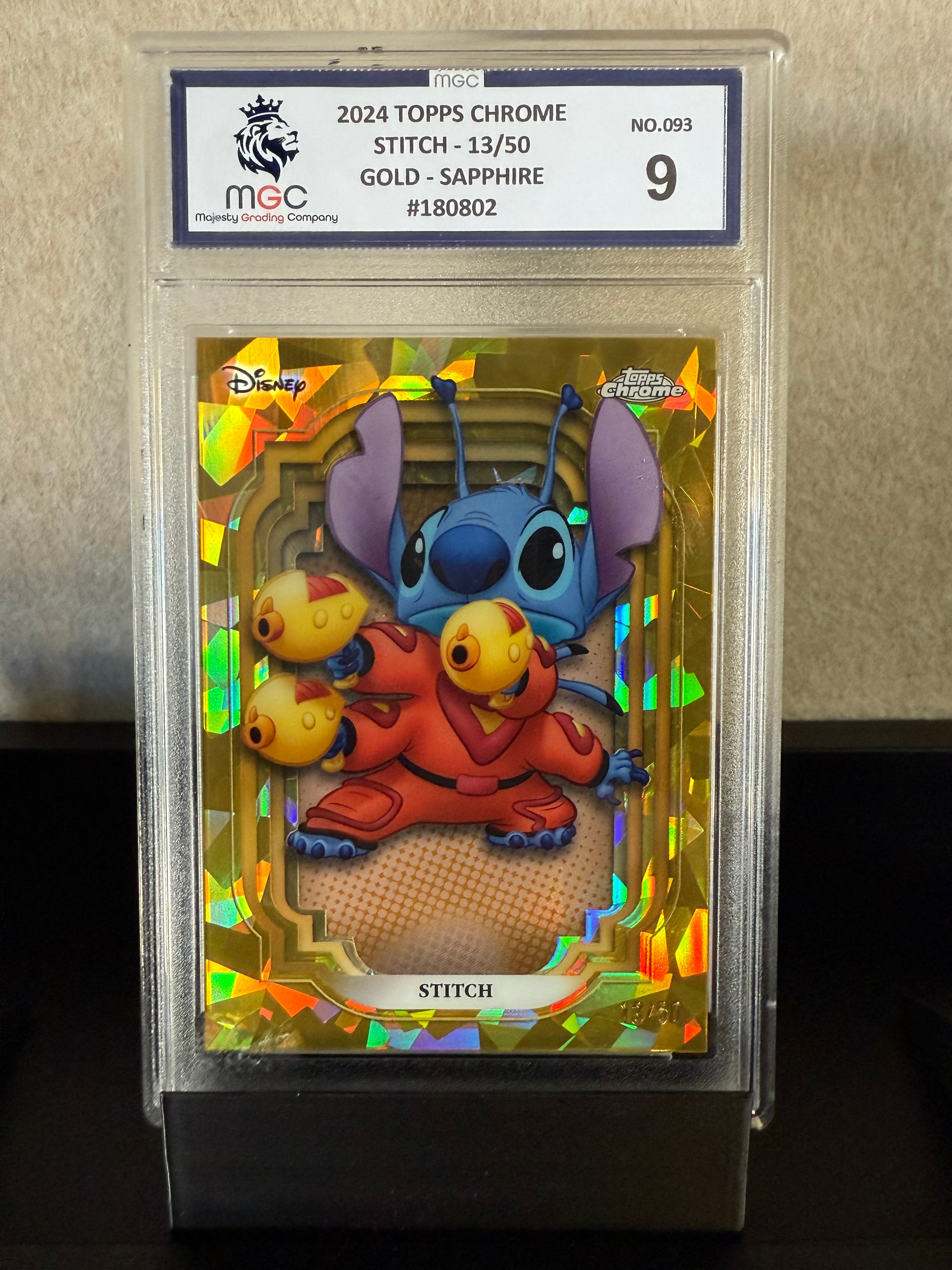 2024 Topps Chrome Disney Stitch Gold Sapphire #13/50 – MGC 9 Mint