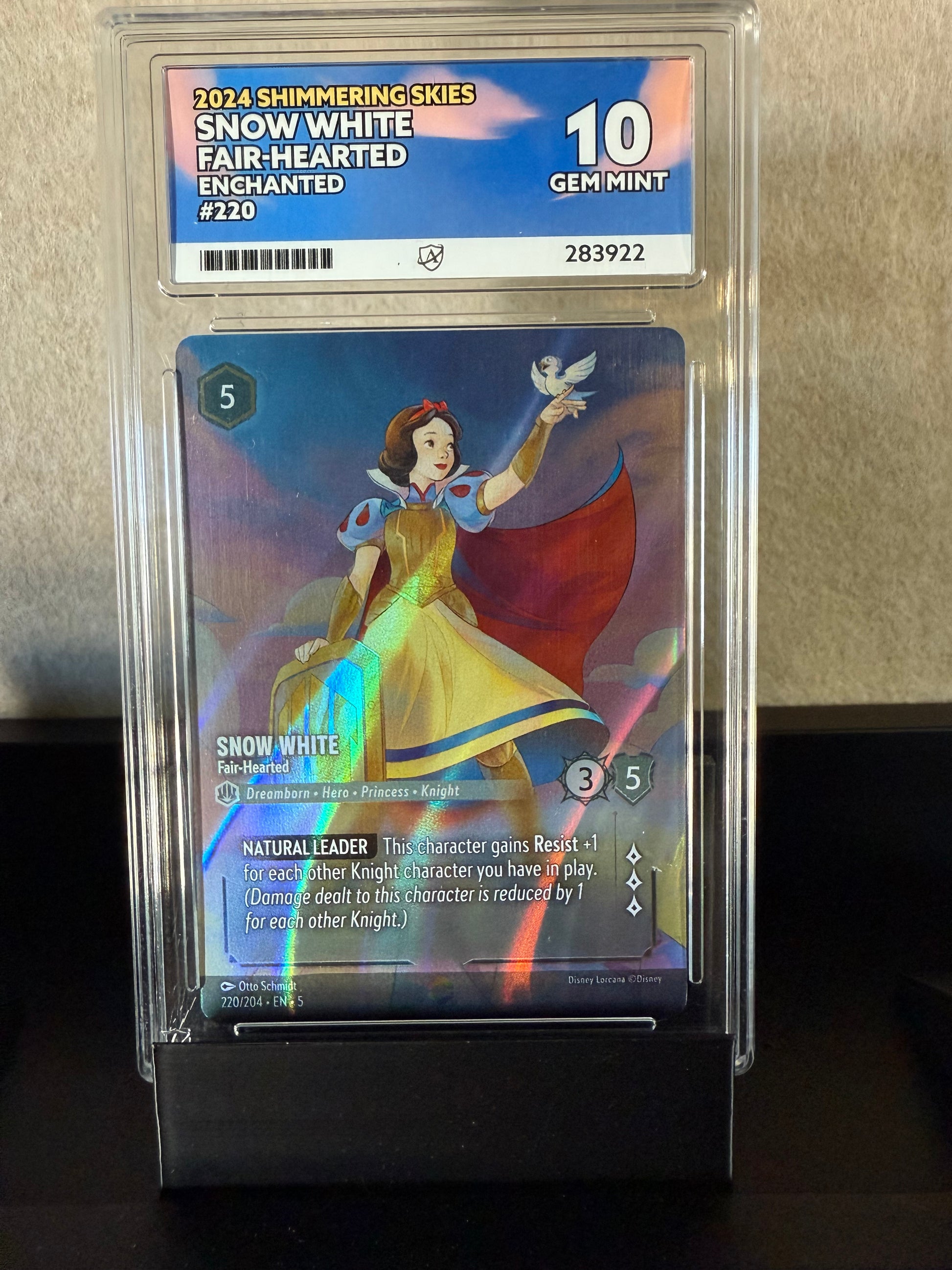 2024 Disney Lorcana Snow White Fair-Hearted Enchanted #220 – GEM MINT 10 (Shimmering Skies)