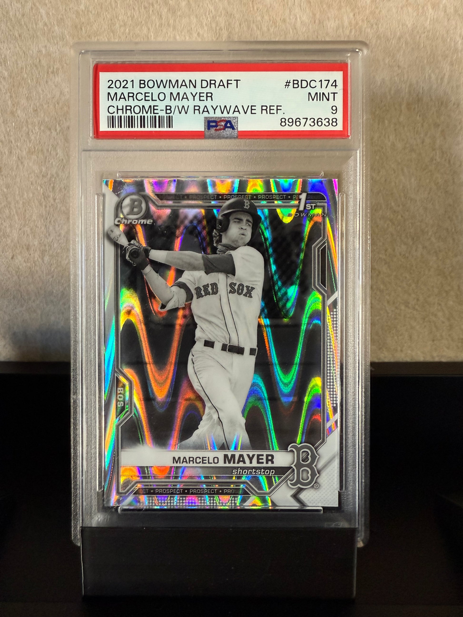 2021 Bowman Draft Marcelo Mayer B&W RayWave Refractor #BDC174 – PSA 9 Mint
