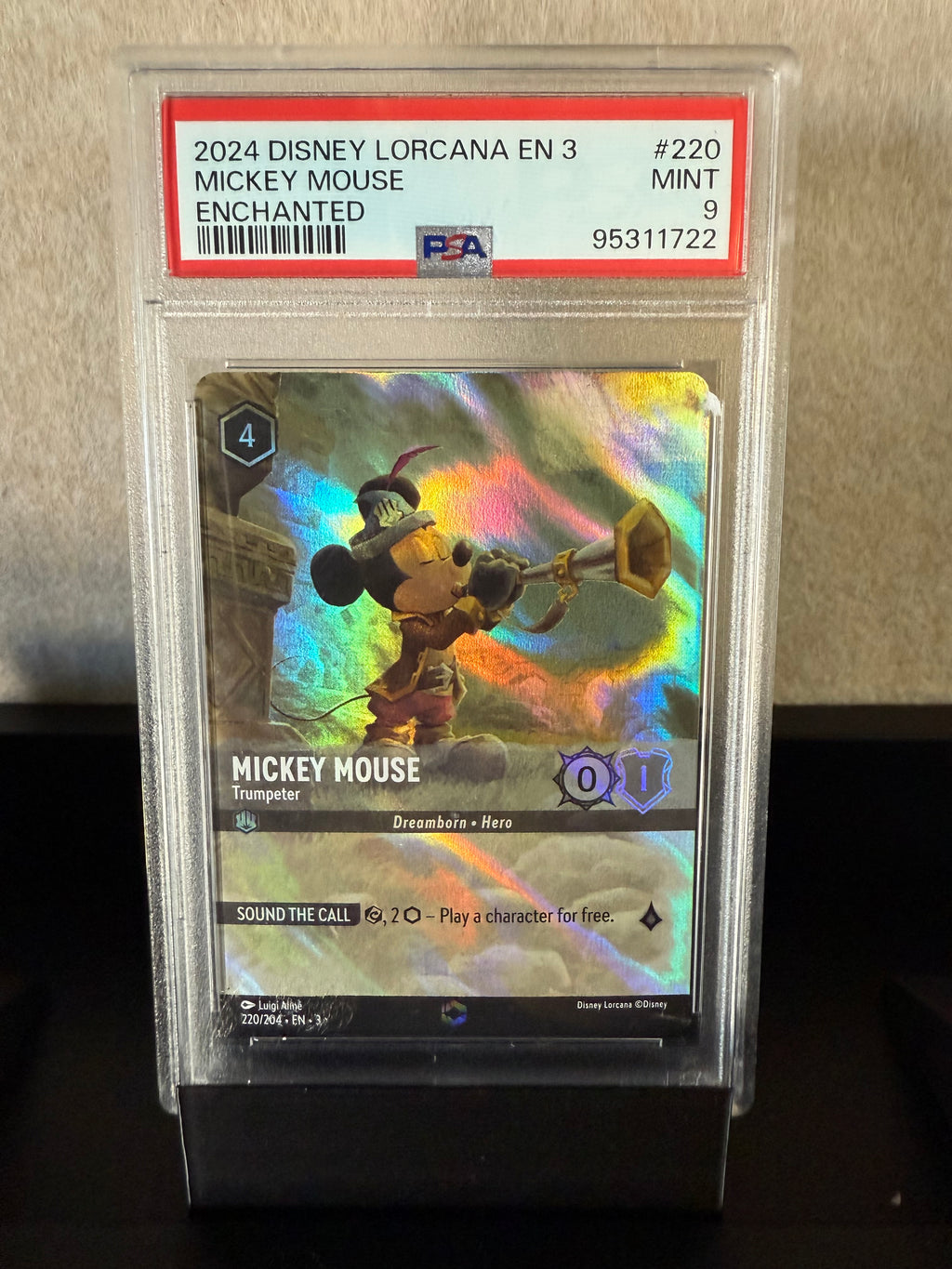 2024 Disney Lorcana Mickey Mouse – Trumpeter Enchanted #220/204 – PSA 9 Mint