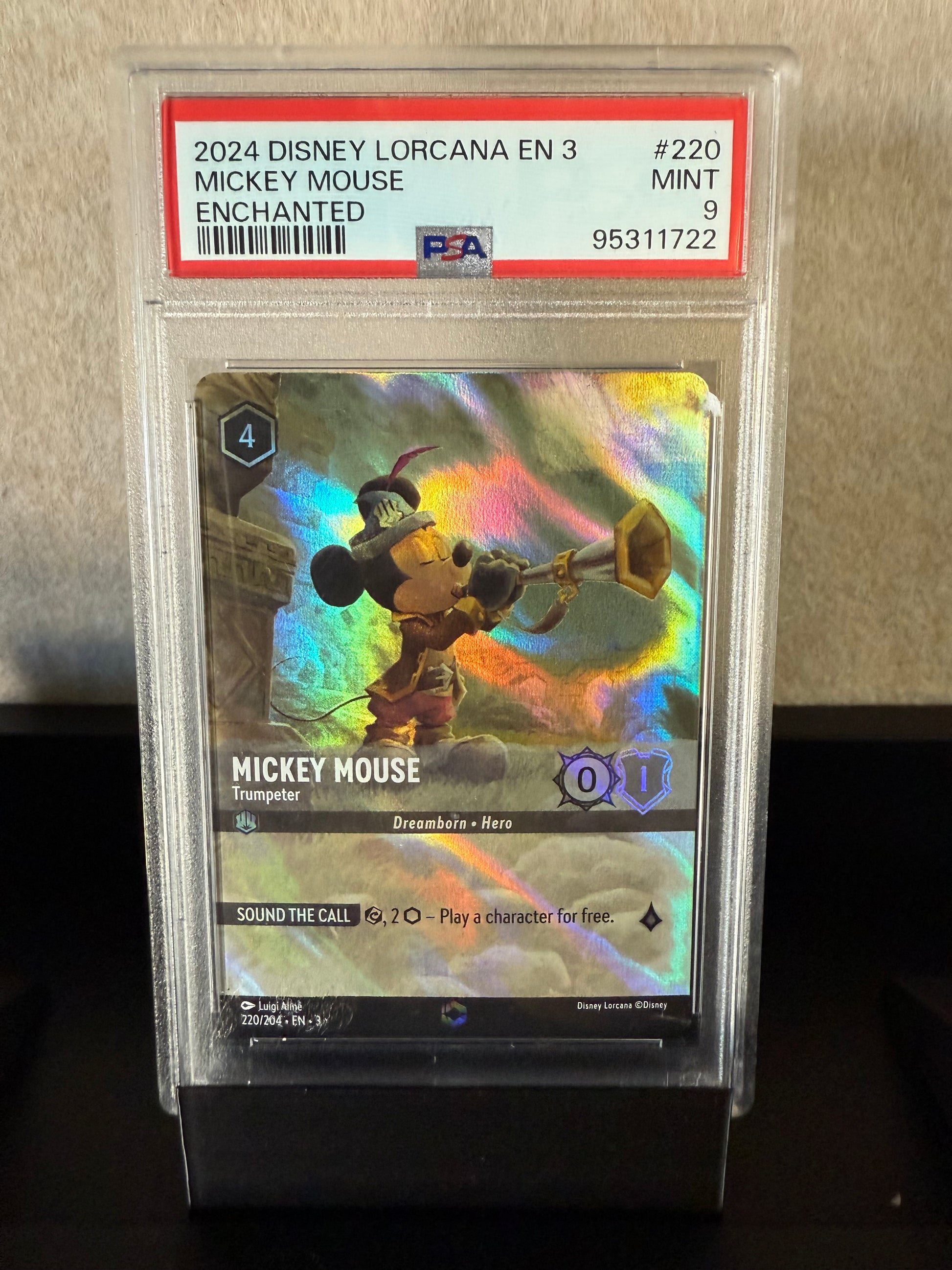 2024 Disney Lorcana Mickey Mouse – Trumpeter Enchanted #220/204 – PSA 9 Mint
