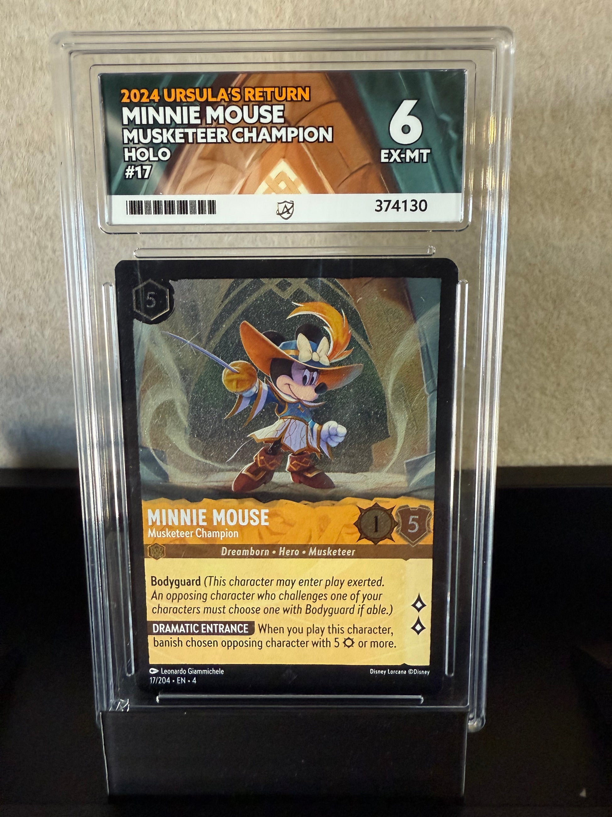 2024 Disney Lorcana Minnie Mouse – Musketeer Champion Holo #17 – EX-MT 6