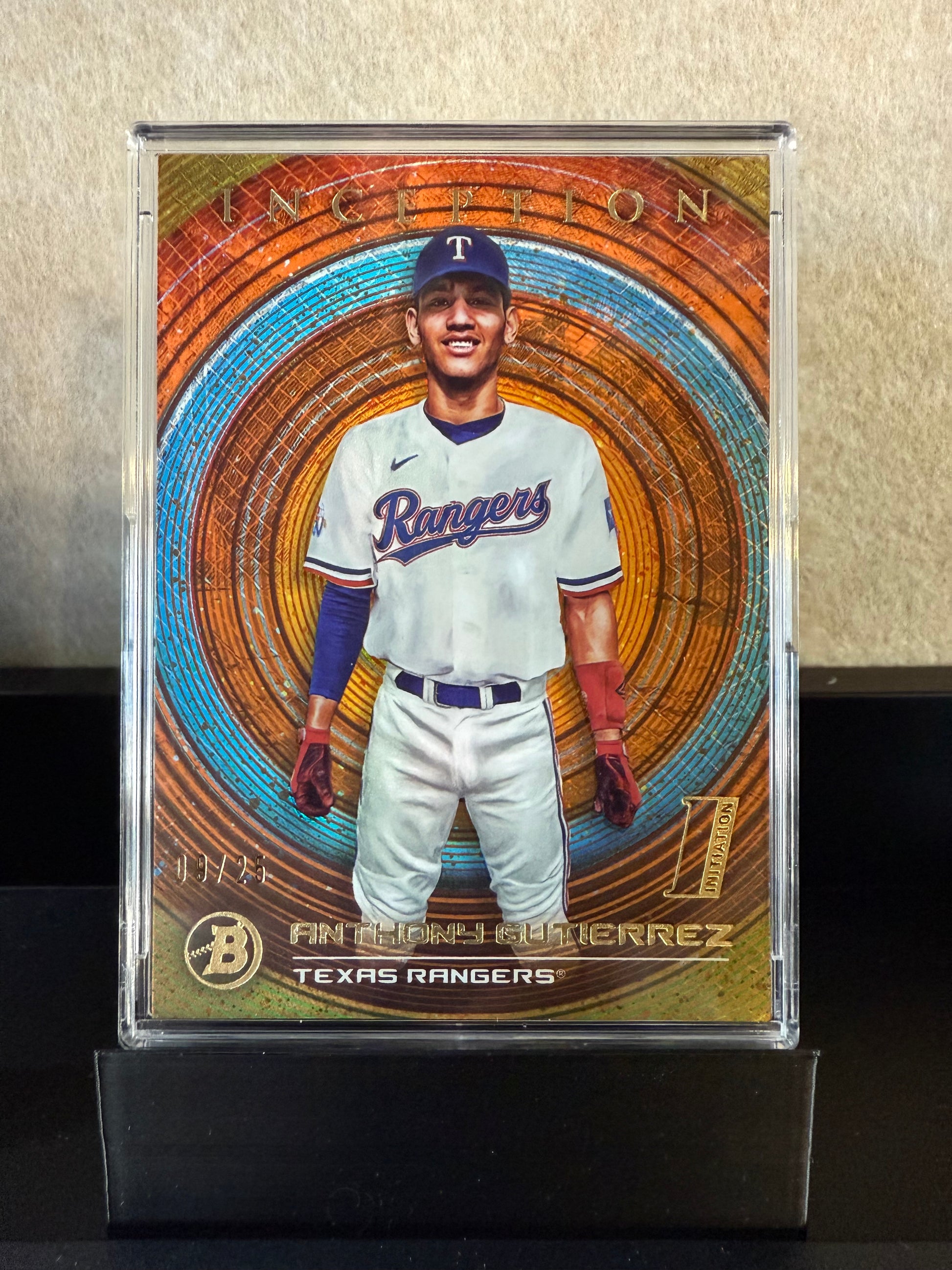 Anthony Gutierrez /25 – 2023 Bowman Inception Prospect Orange Foil (#09/25, Texas Rangers)