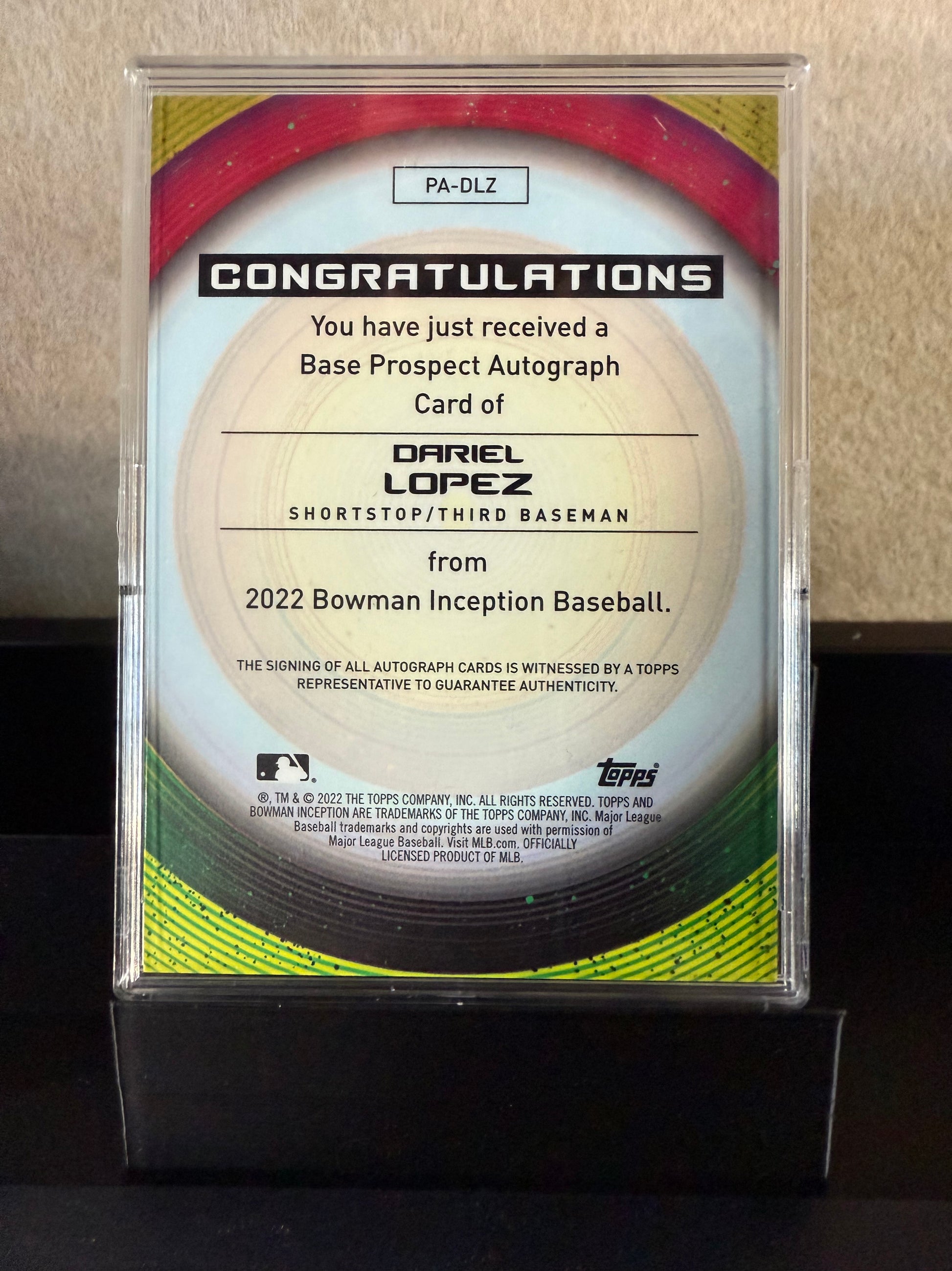 Dafriel Lopez Auto /99 – 2023 Bowman Inception Prospect Blue Foil Autograph (#66/99, Pittsburgh Pirates)