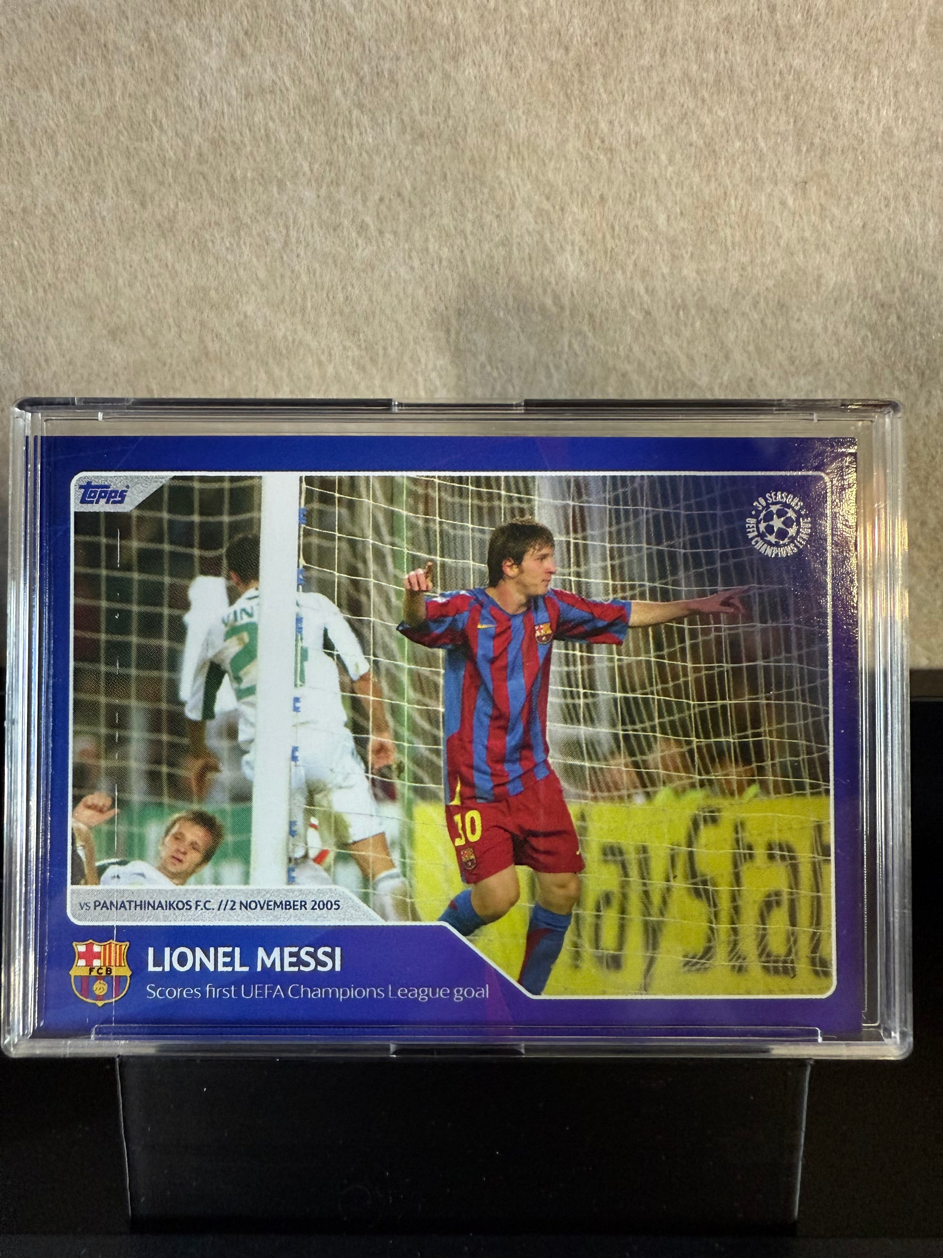 Lionel Messi – Topps UEFA Champions League Milestone Card (First UCL Goal, 2005)