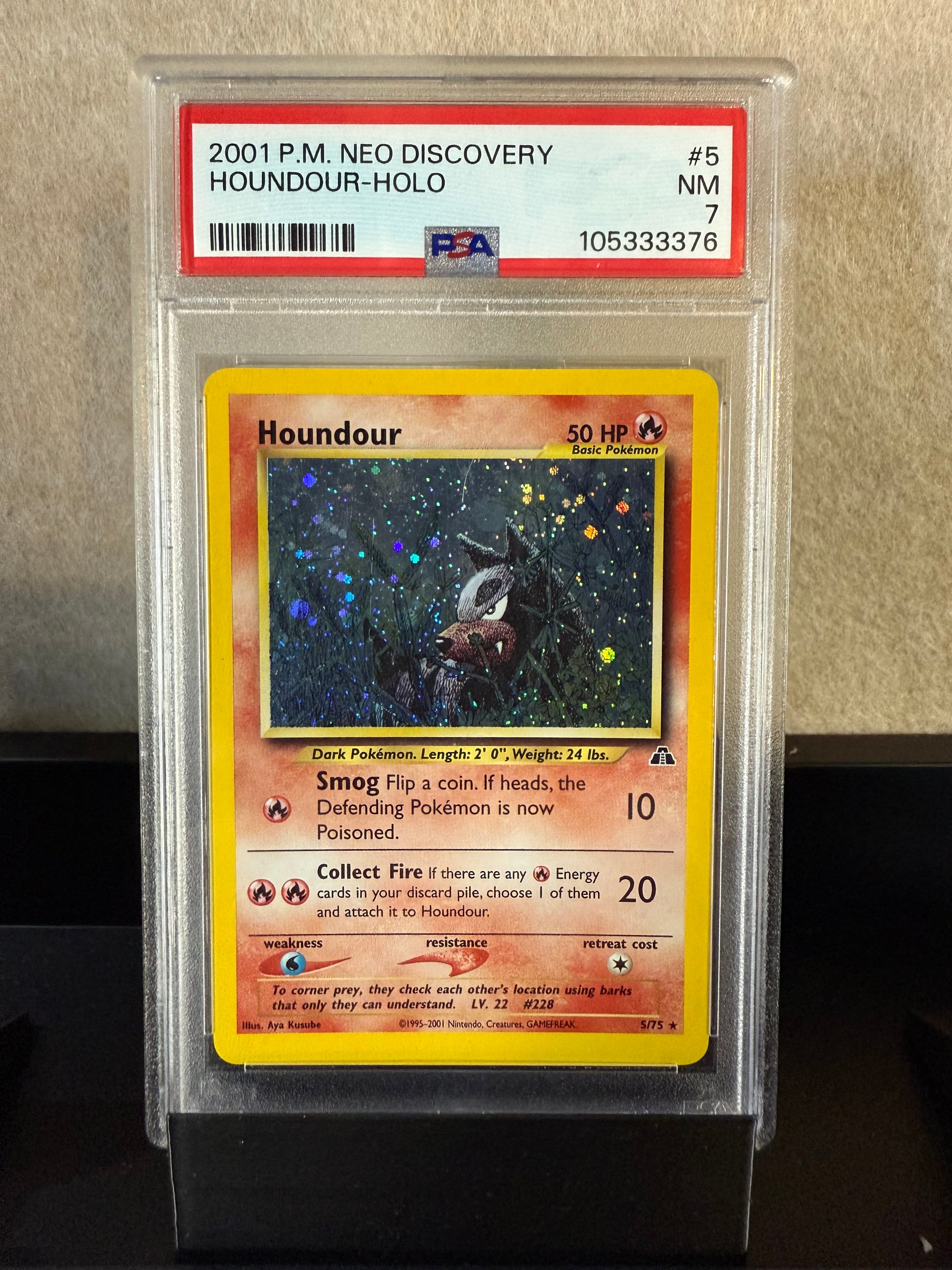 Houndour – 2001 Pokémon Neo Discovery Holo #5 (PSA 7 NM)