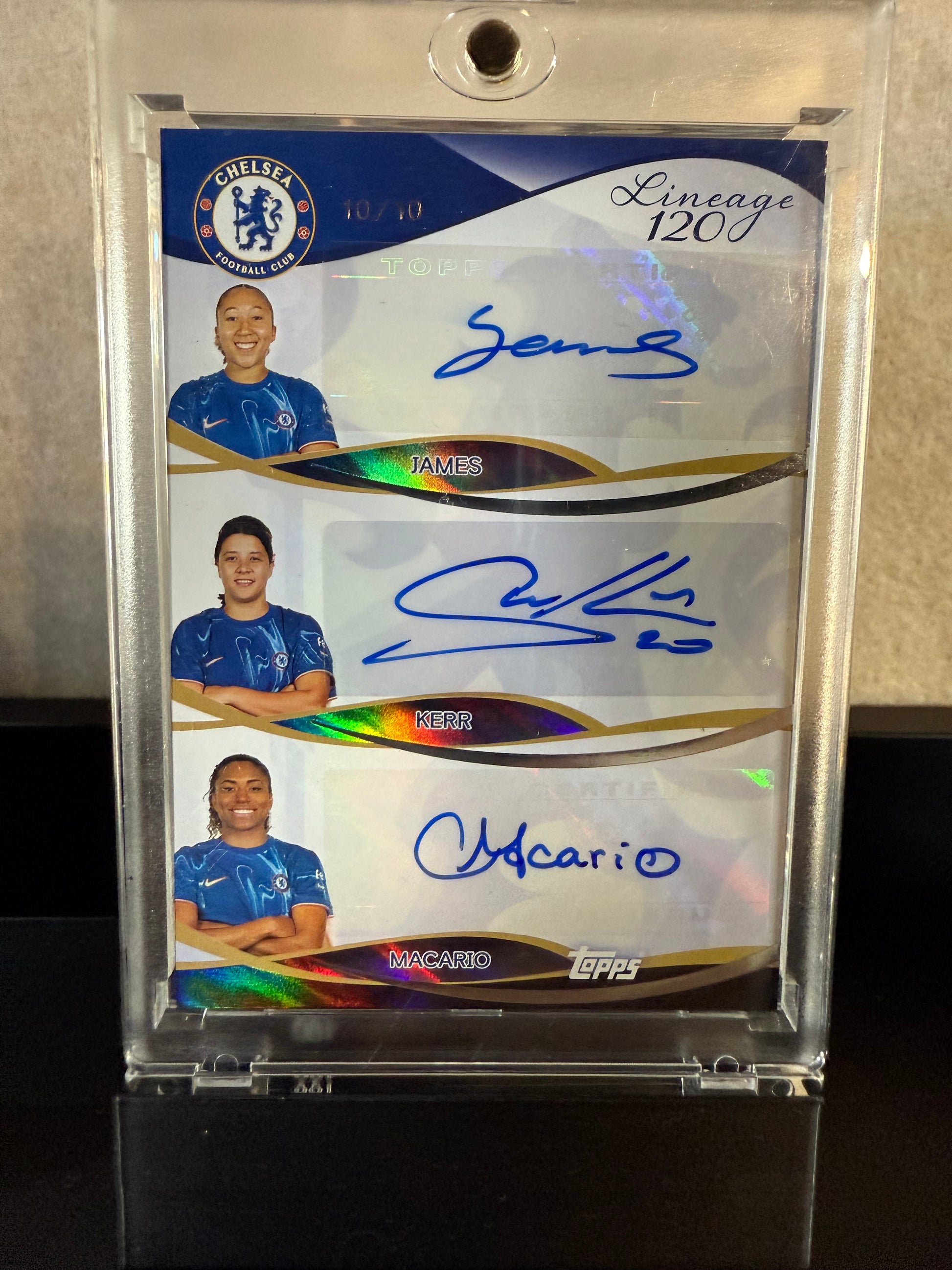 Chelsea FC Triple Auto – Reece James, Sam Kerr & Catarina Macario /40 (Topps Lineage 120)