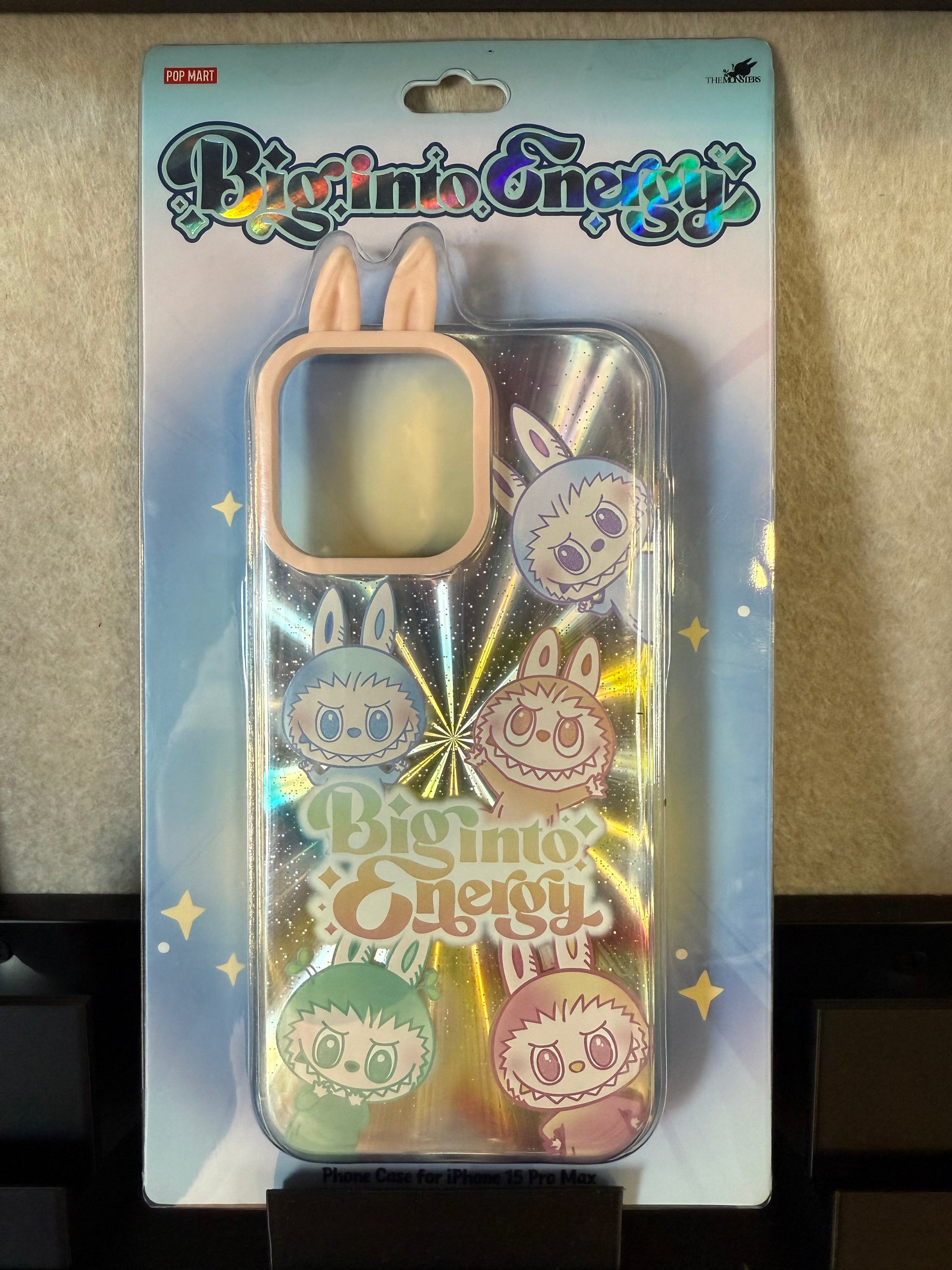 POP MART Biginto Energy iPhone 15 Pro Max Case – Bunny Ears Holographic Cover
