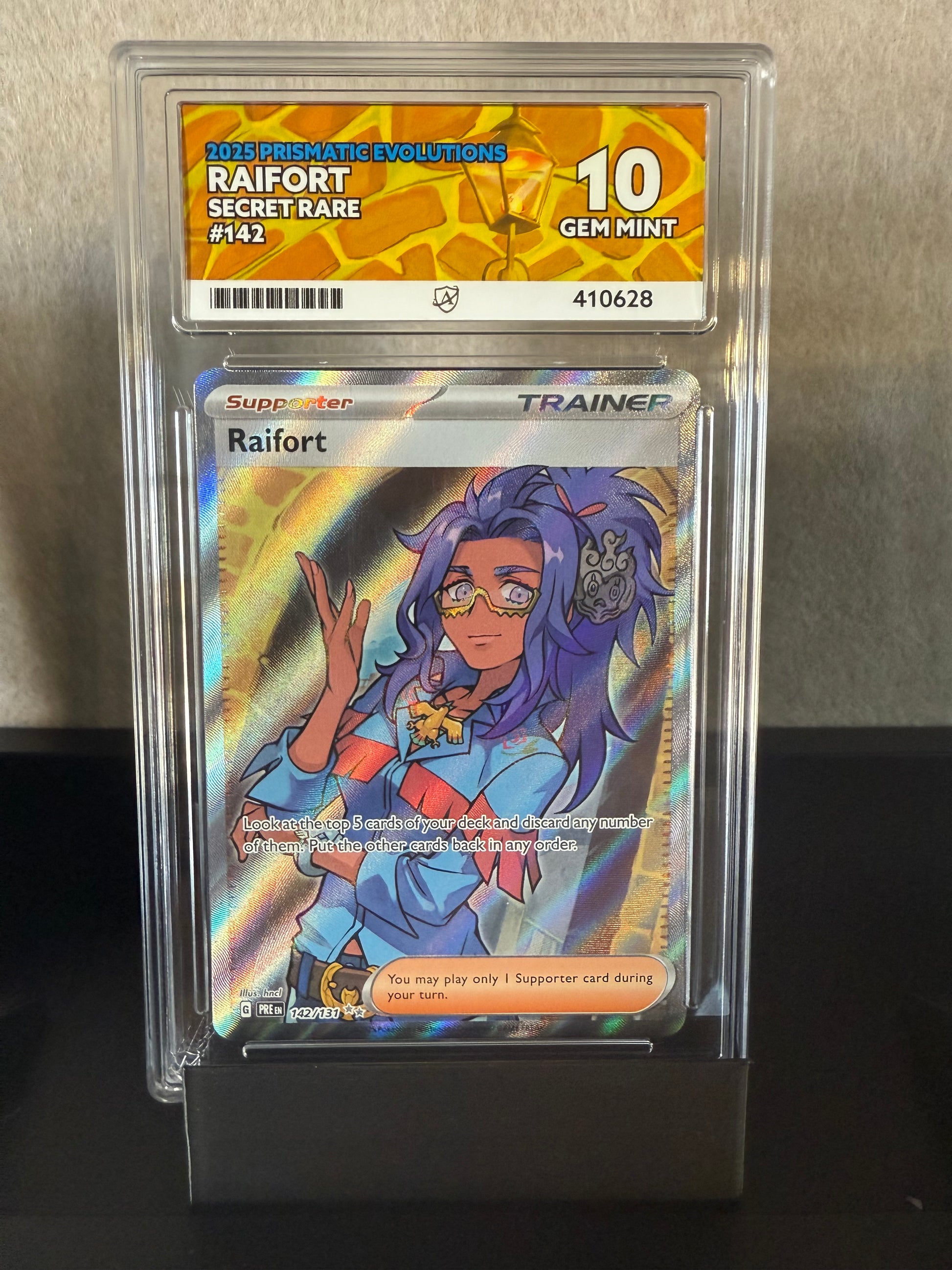 Raifort #142 Secret Rare — 2025 Prismatic Evolutions, GEM MINT 10 (Graded)