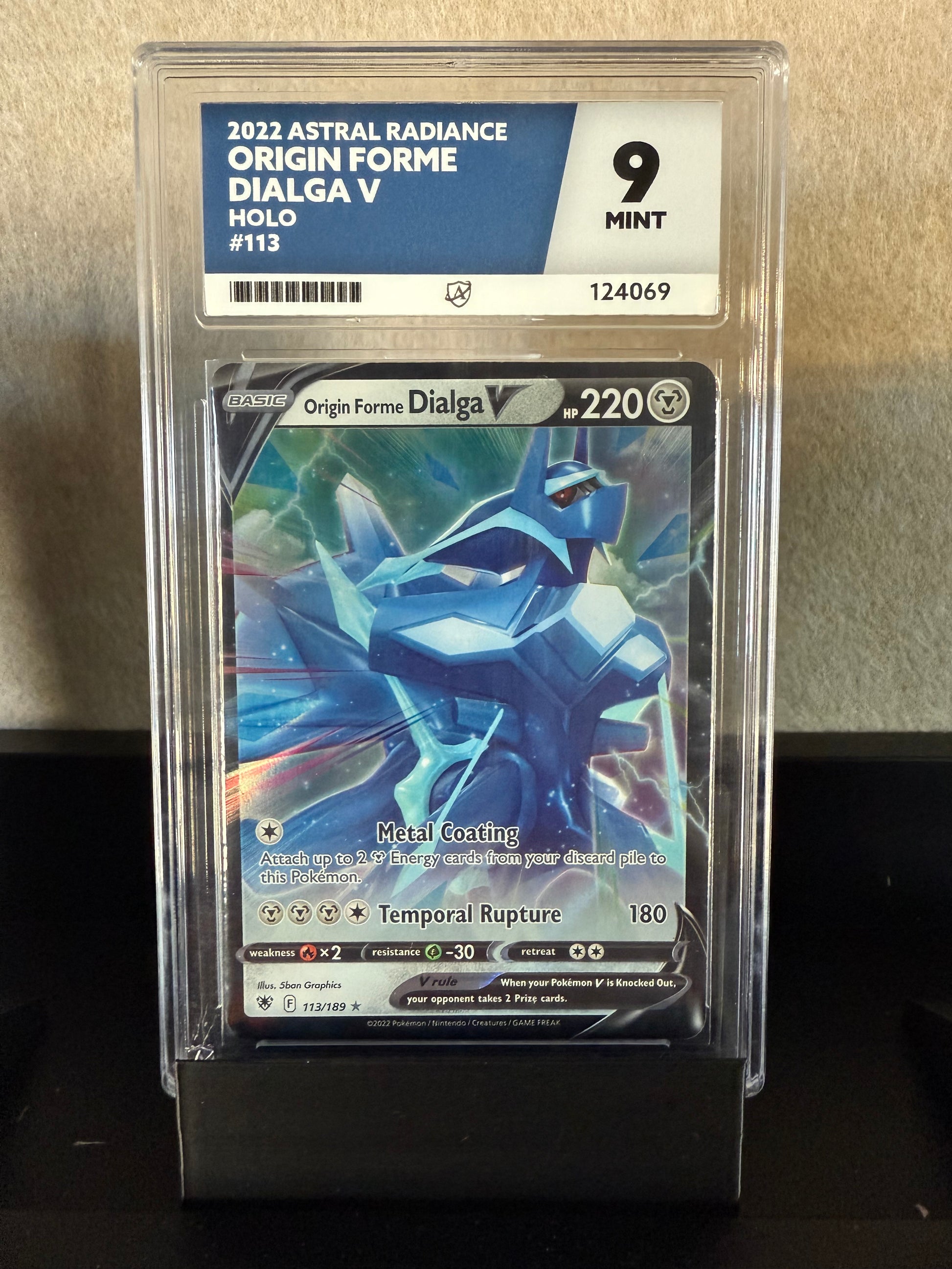 2022 Pokémon Astral Radiance Origin Forme Dialga V #113 Holo – Mint 9