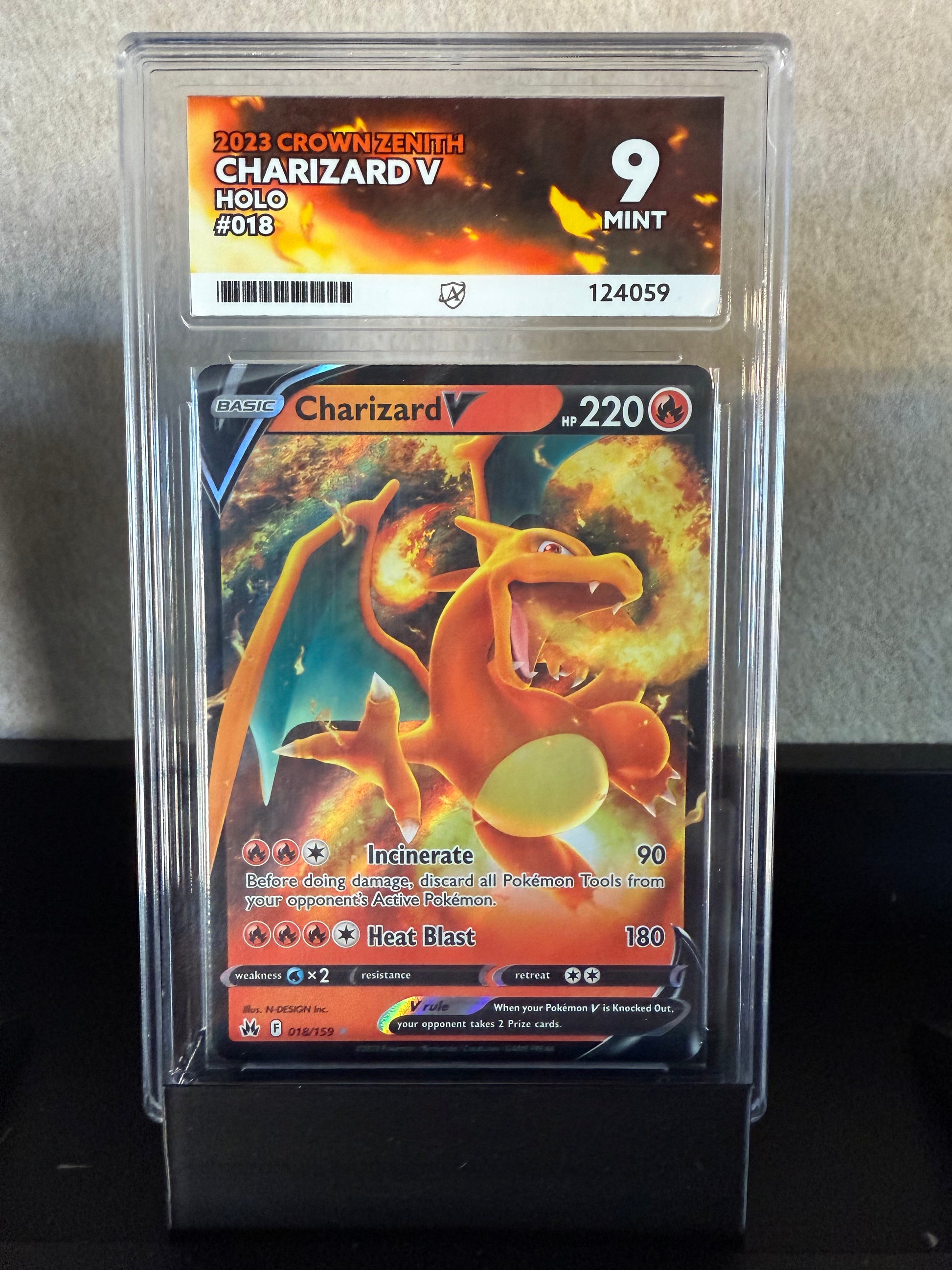 2023 Pokémon Crown Zenith Charizard V #018 Holo – Mint 9