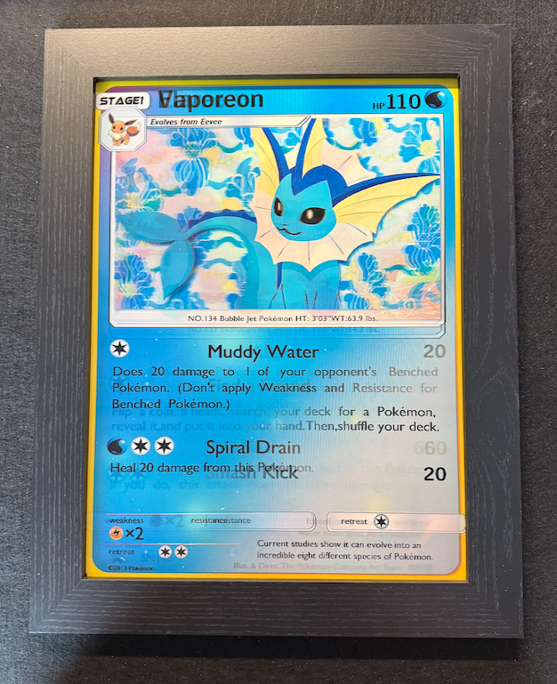 Vaporeon 3D Lenticular Pokémon Display Frame – Triple Angle Illusion